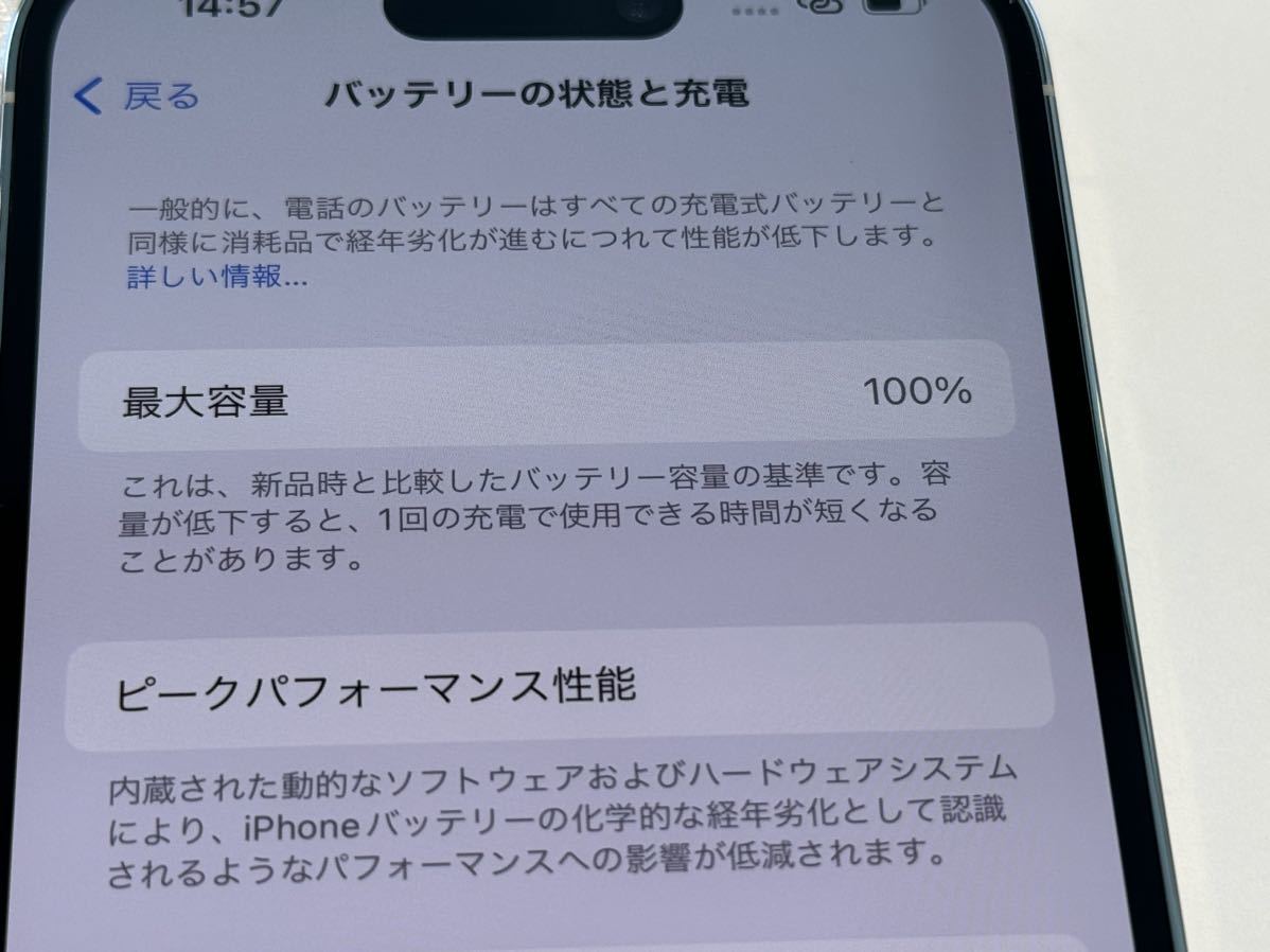 バッテリー100% Apple iPhone 14 Pro 1TB シルバー 本体交換済み バッテリー100% Apple iPhone 14 Pro 1TB シルバー 本体交換済み