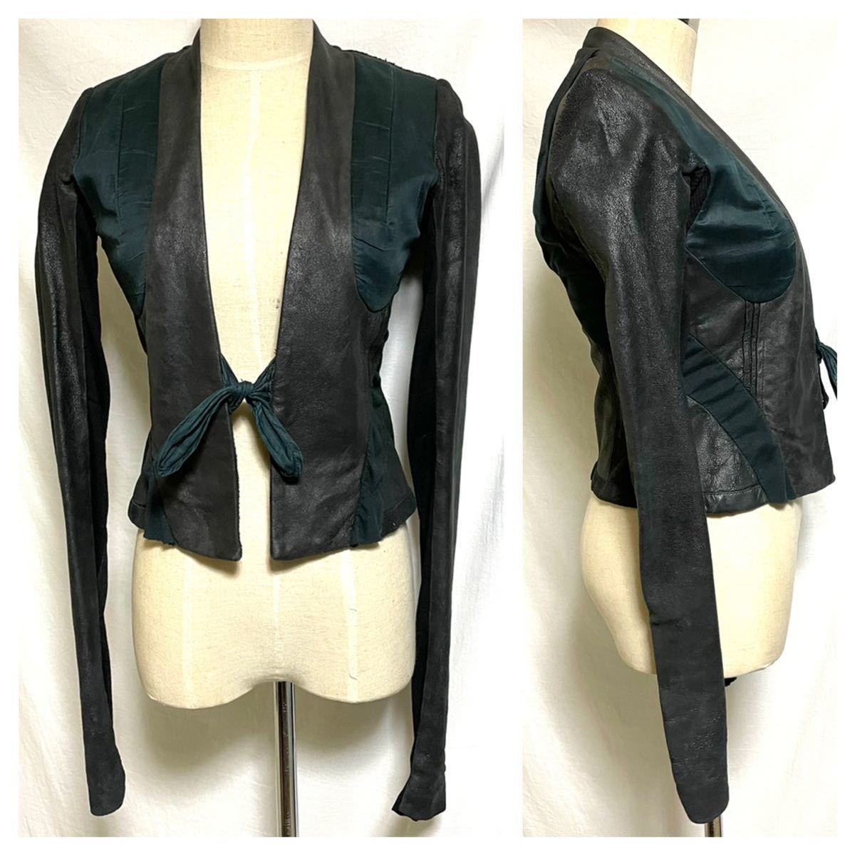  настоящий  ... способ  ... ... изменение   кожа   пиджак   черный  40 Rick Owens  коллекция  модель    блузон  
