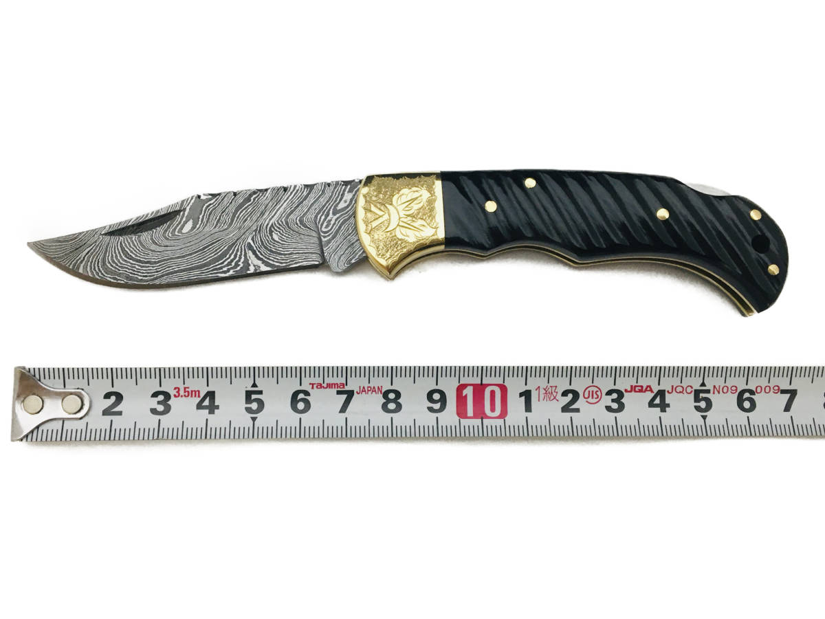 フォールディングナイフ　折りたたみナイフ　ダマスカス鋼　DM1225_画像2