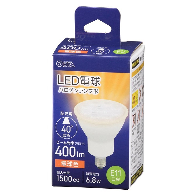 LED電球 ハロゲンランプ形 E11 広角タイプ 6.8W 電球色｜LDR7L-W-E11 5 06-4728 オーム電機_画像1