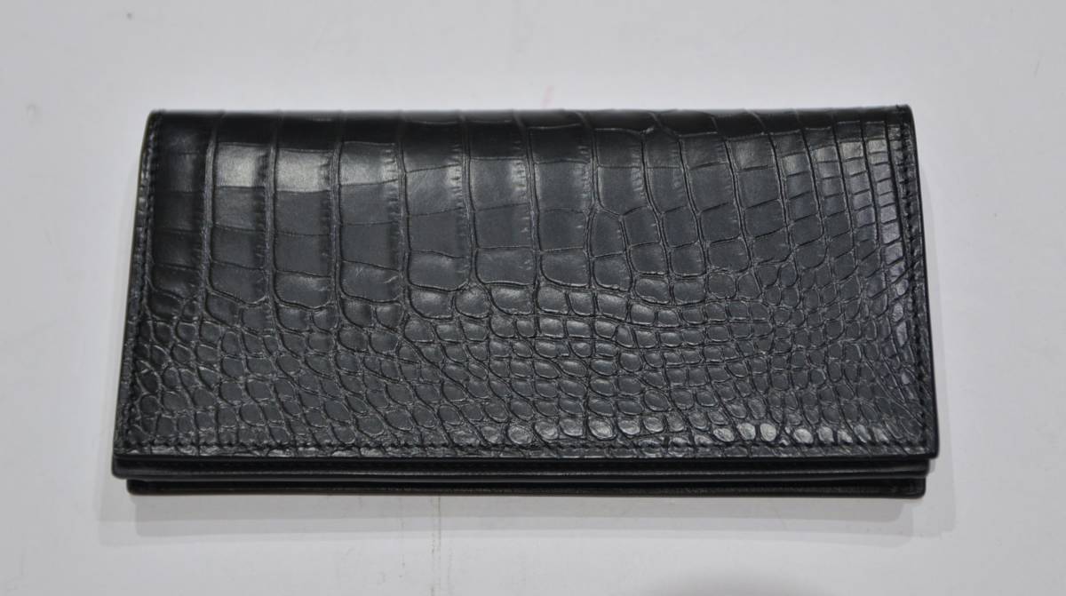 新品 CAMILLE FOURNET カミーユ フォルネ アリゲーター ウォレット 二つ折り 財布 ブラック Y-321520