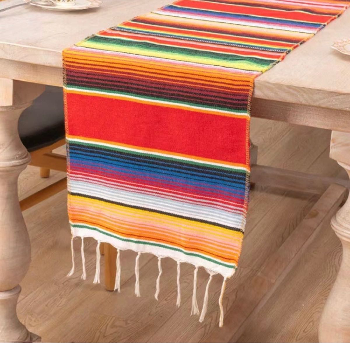 メキシコ　テーブルランナー　サラペ　メキシカン　ラグ　柔らか　薄め レッド ランチョンマット ラグマット メキシカン