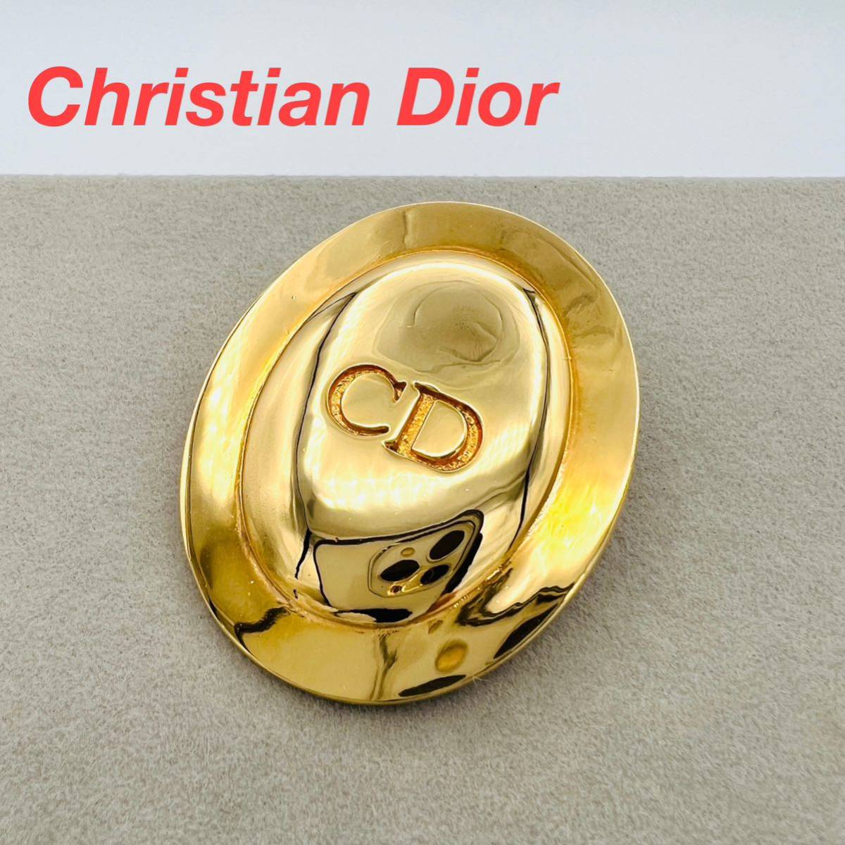 Christian Dior クリスチャンディオール ブローチ CDロゴ ゴールドカラー