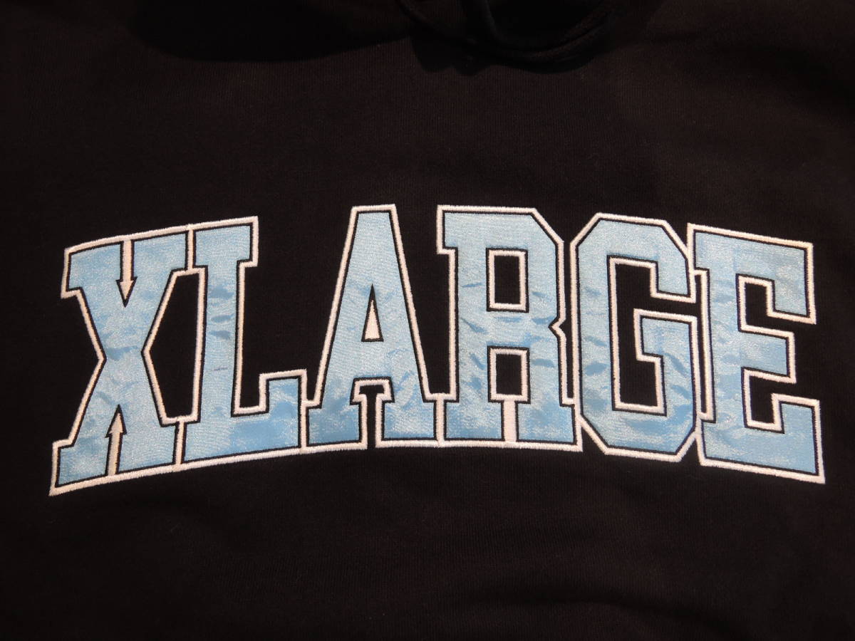 X-LARGE XLARGE エクストララージ COLLEGE LOGO HOODED SWEATSHIRT ブラック XLサイズ 人気商品 _画像2