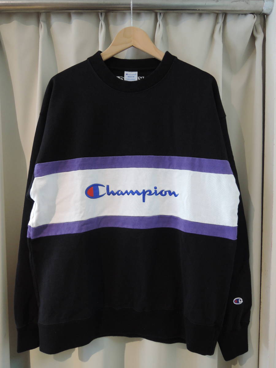 X-LARGE XLarge XLARGE×Champion EMBROIDERY LOGO LINED CREW NECK / Champion / Champion black ZOZOTOWN complete sale newest popular commodity 