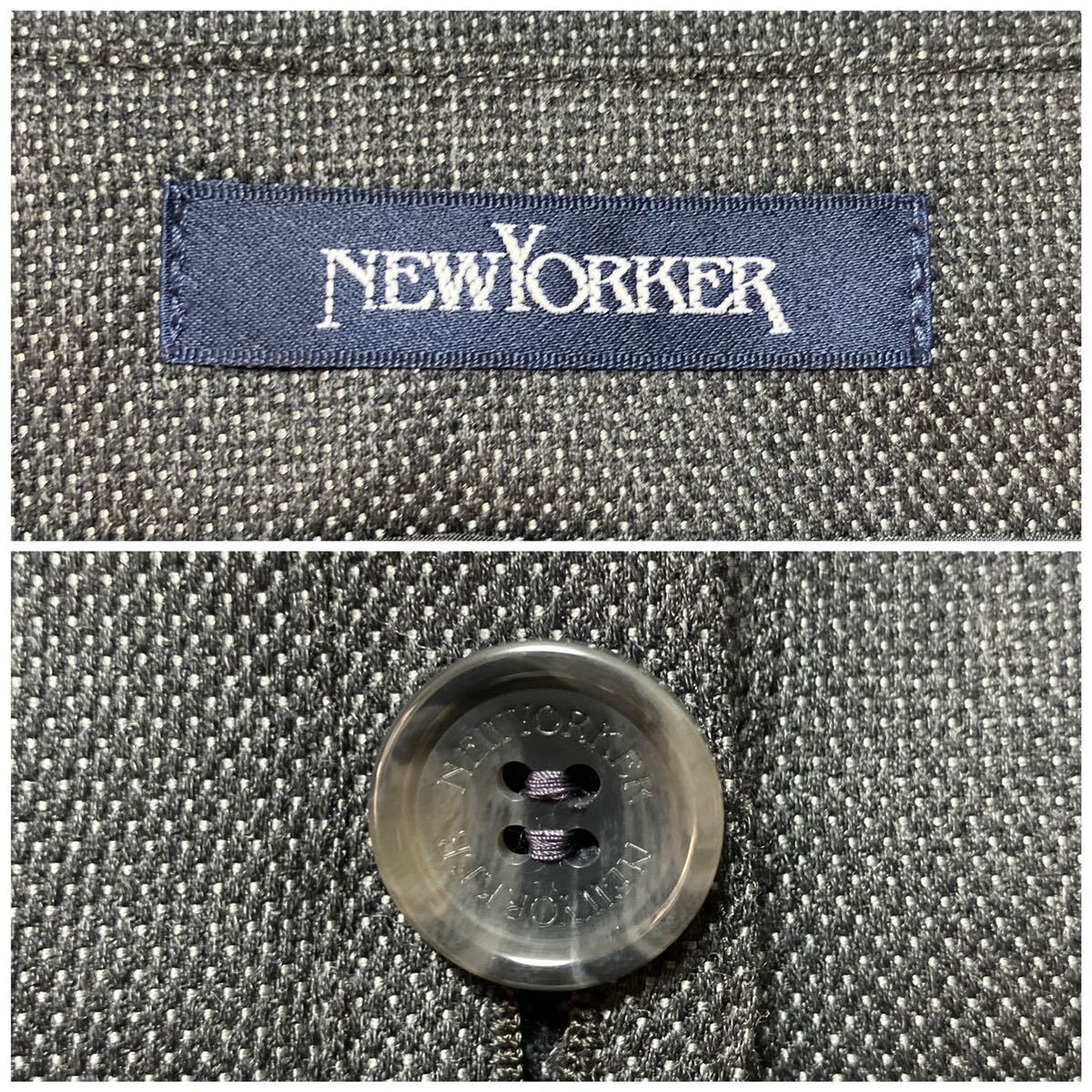 極美品 NEWYORKER ニューヨーカー スカートセットアップ ノーカラージャケット グレー シルク混 ウール 大きいサイズ_画像5