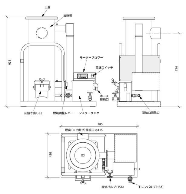 信州工業 廃油ストーブ SG-50DX 90Lタンク付[10～25坪工場などに最適シリーズ標準機]《★個人様宅配送不可》_画像4