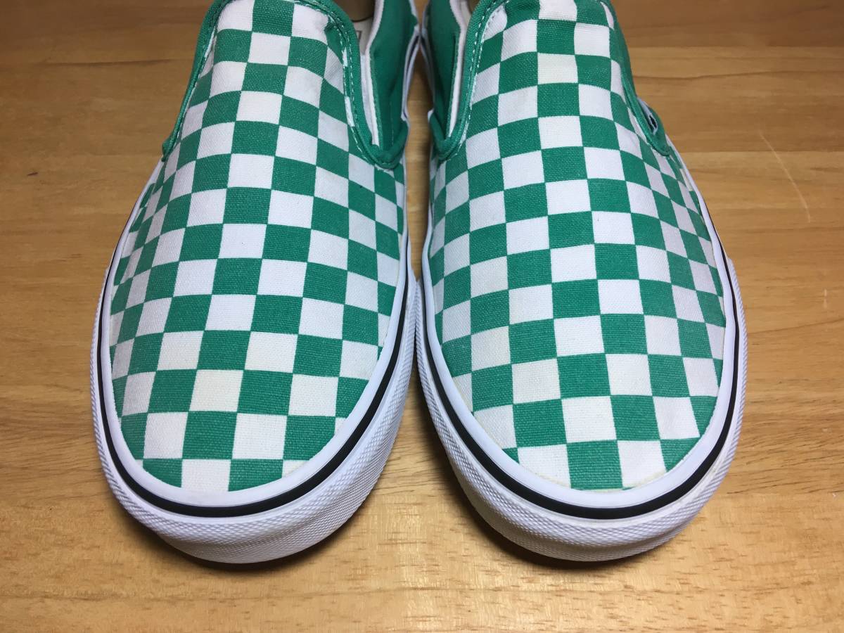 ★VANS バンズ 国内企画 slip on スリッポン 緑×白 チェッカー 28.0cm Used 検 SK8 オールドスクール ERA スニーカー_画像4