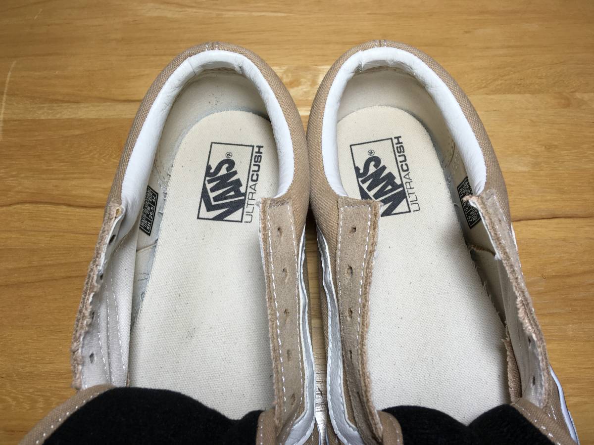 ★VANS バンズ 国内企画 OLD SKOOL オールドスクール Ultra Cush ベージュ×白 26.5ｃm 美品 Used 検SK8 ハーフキャブ スリッポン_画像7