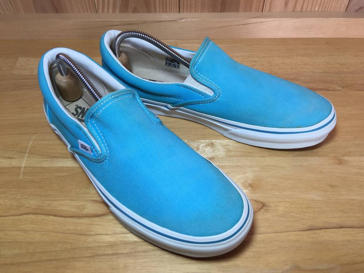 ★VANS バンズ 国内企画 slip on スリッポン 水×白 26.5cm Used 検 SK8 オールドスクール ERA SK8 ハーフキャブ スニーカー_画像6