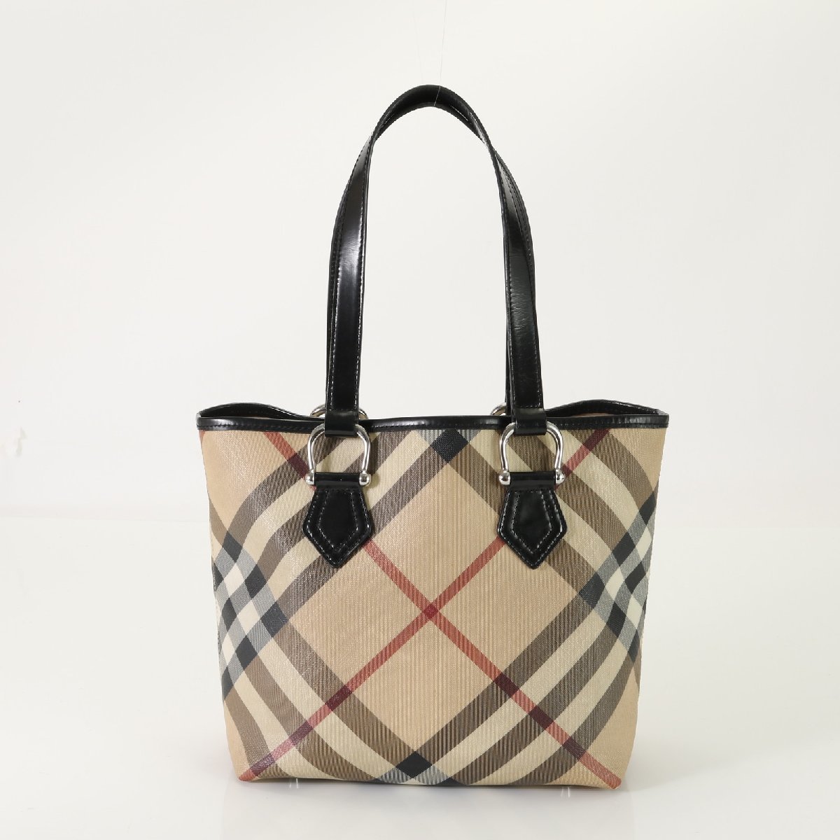 □1円□極美品□バーバリー□ノバ チェック レザー キャンバス トート