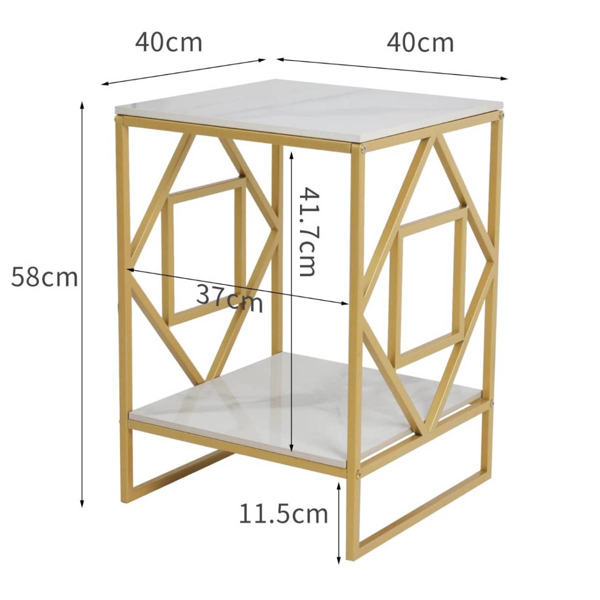 スタイリッシュなベッドサイドテーブル 40x40x58cm-