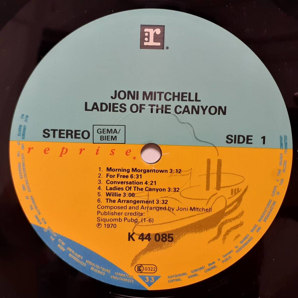 美品 ドイツREPRISE盤LP！Joni Mitchell / Ladies Of The Canyon 1970年作の84年プレス K 44 085 Big Yellow Taxi 収録 ジョニ・ミッチェル_画像2