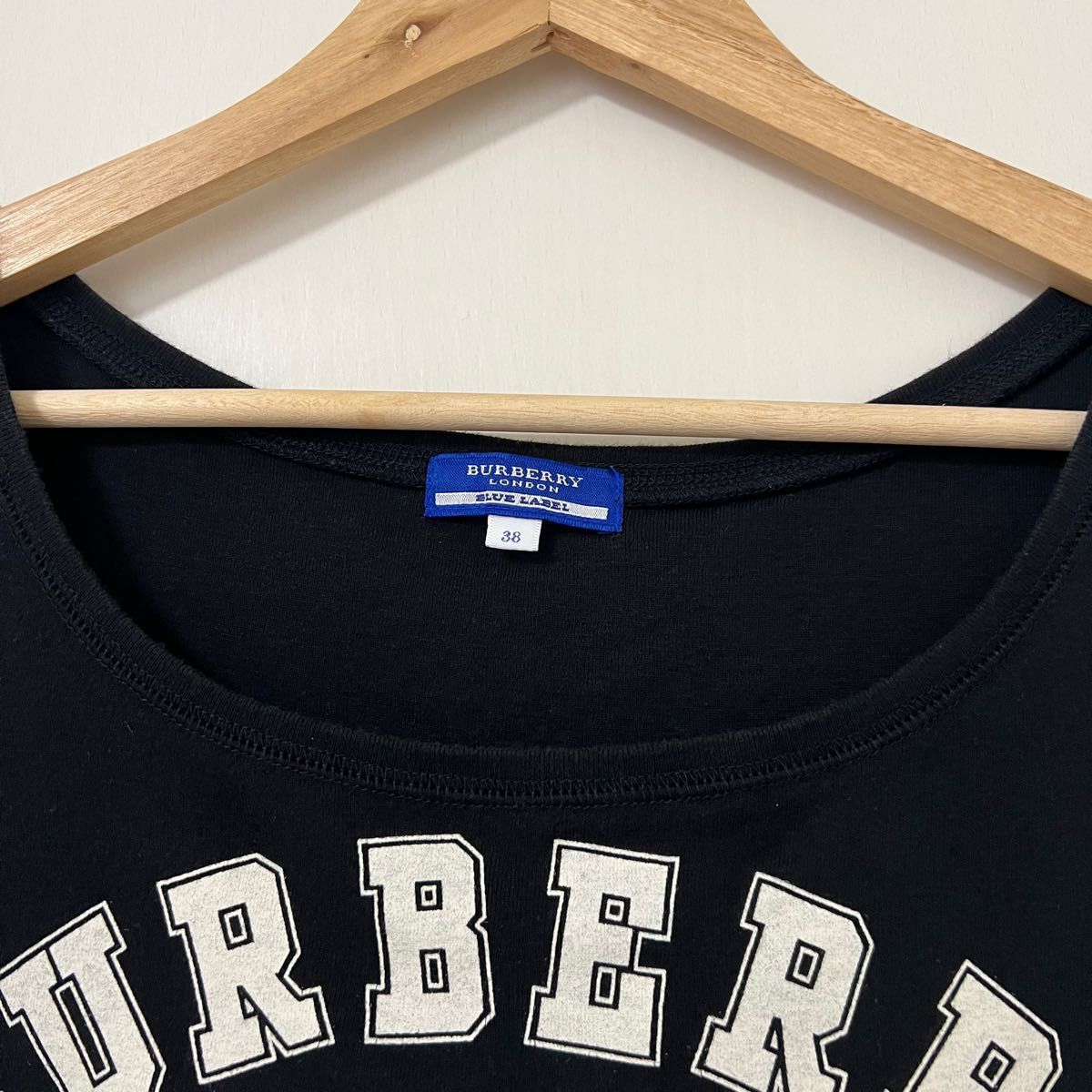 BURBERRYバーバリーブルーレーベルTシャツ カットソー トップスレディース チェック柄 黒 ブラック