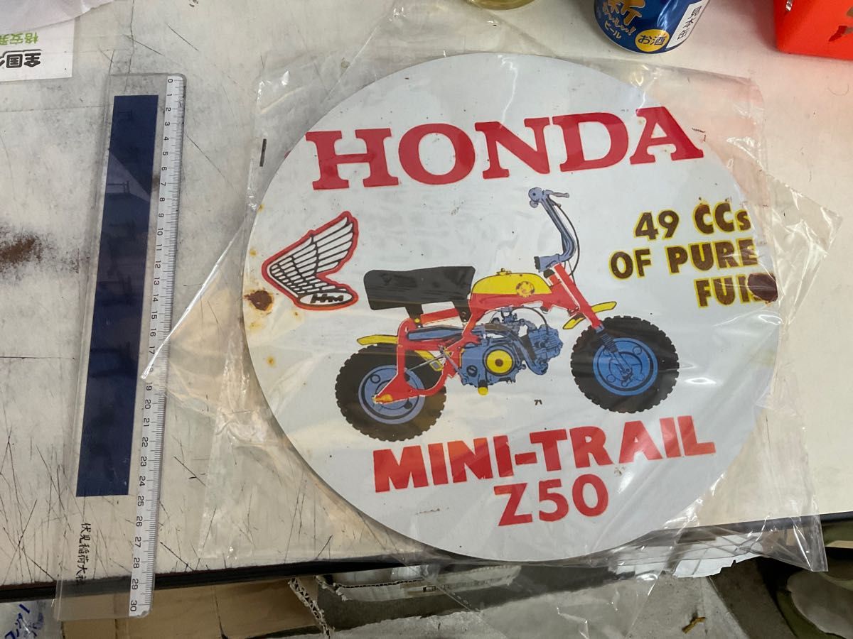 ガレージライフ レトロ看板 木製 モンキー Z50A ミニトレ HONDA