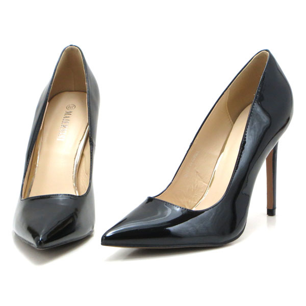  new goods large size pumps black 27.5cm 131370-45 enamel style high heel 