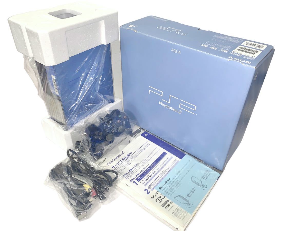 PS2 本体　PlayStation2 Aqua アクア　ブルー　scph-37000