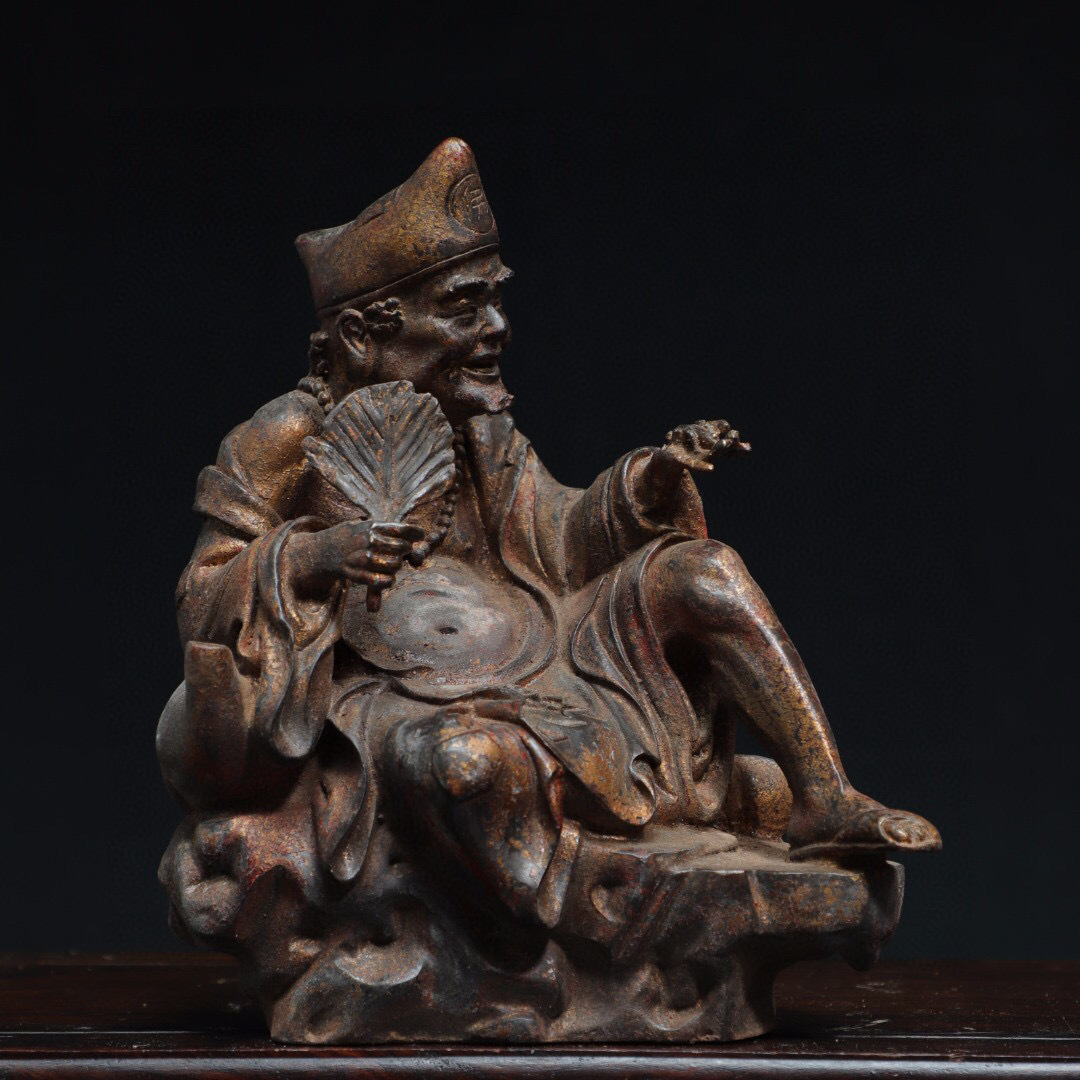 【古寶奇蔵】銅製・拓金・濟公像・置物・賞物・中国時代美術
