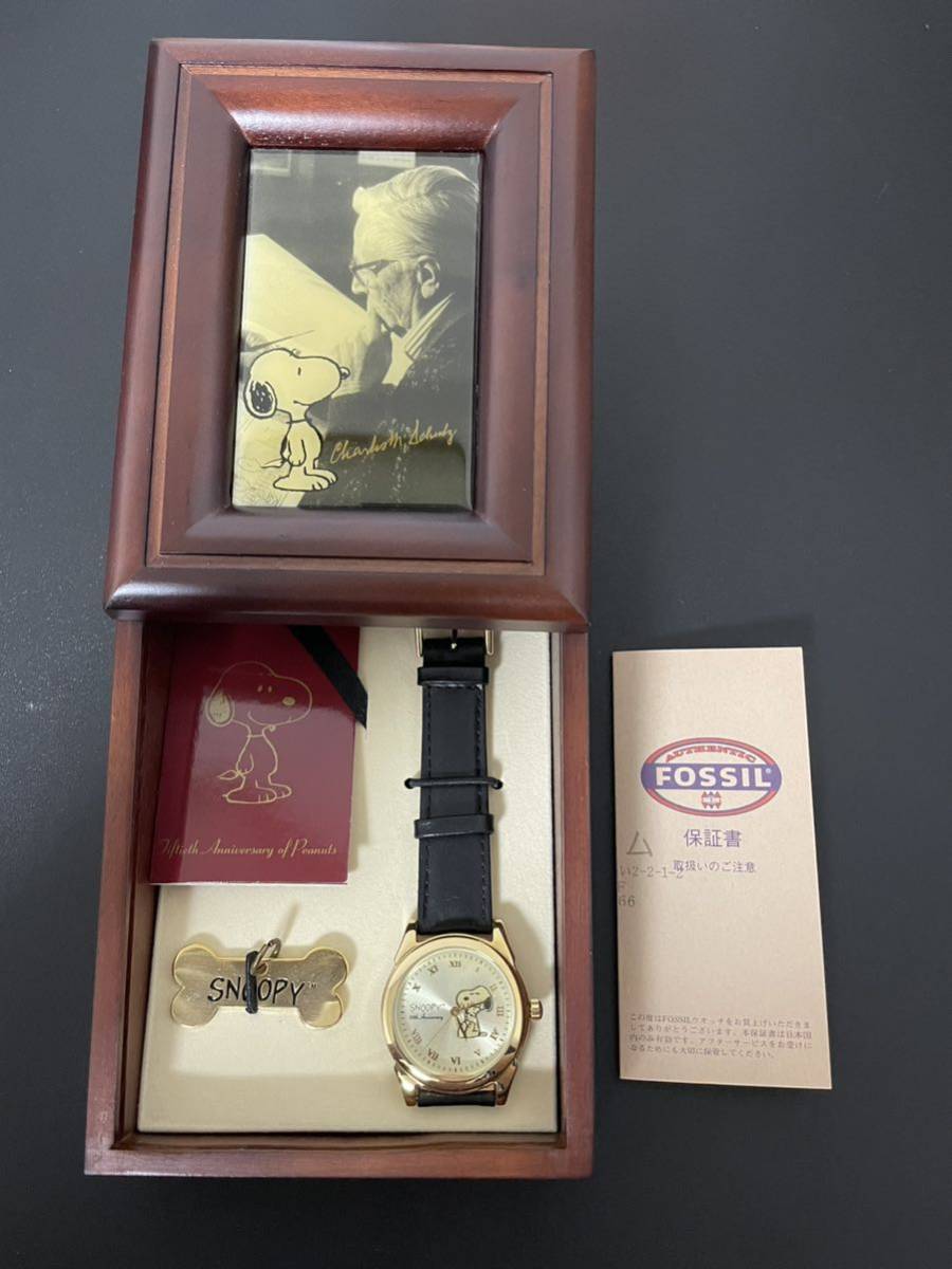 未使用 コレクション品 500本限定 SNOOPY50周年 FOSSIL Gold Edition フォッシル 腕時計 レディース 454/500