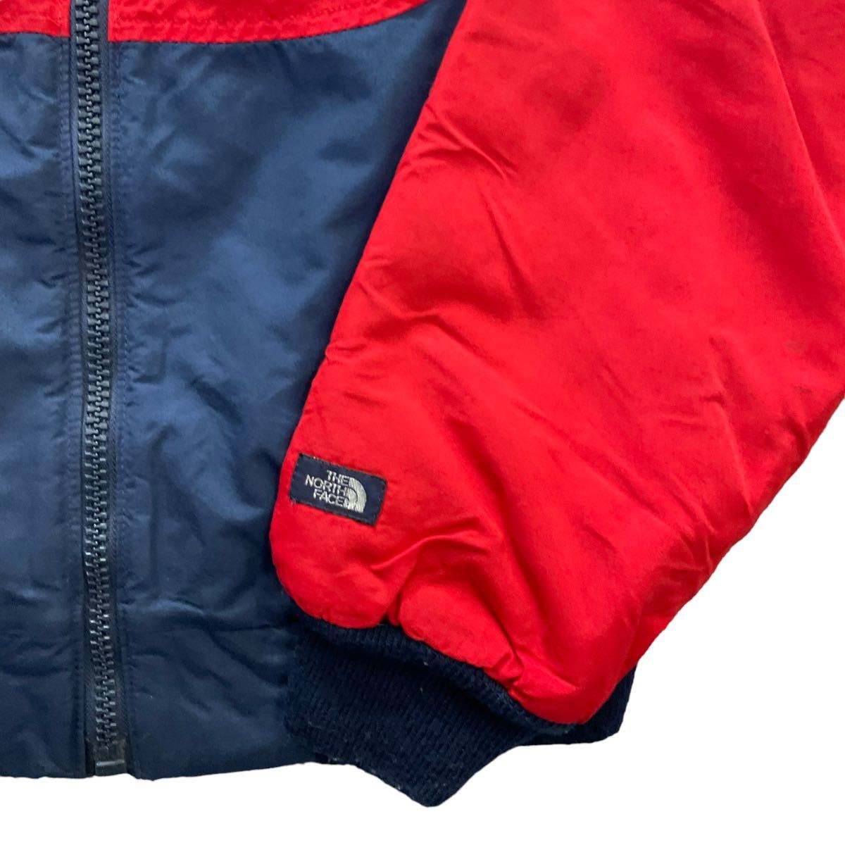 80s USA製 紺タグ THE NORTH FACE ジャケット L レッド×ネイビー フルジップ ナイロン フリース パーカー ノースフェイス ヴィンテージ_画像4