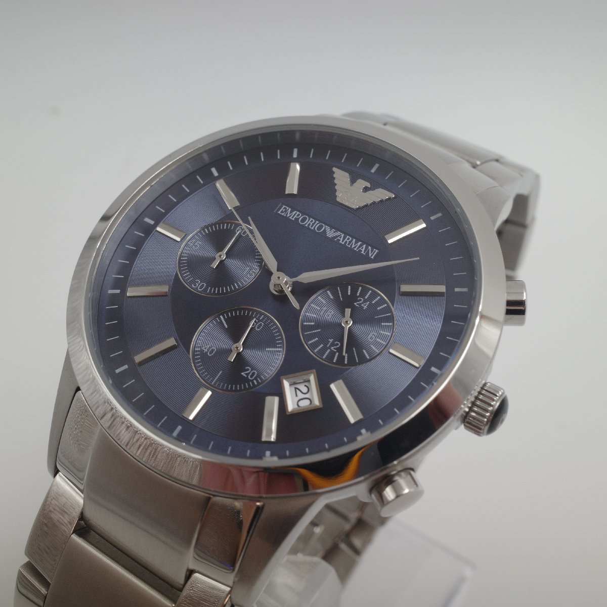 0203〇/エンポリオアルマーニ 腕時計 AR2448 アナログ クオーツ式 クロノグラフ 50m防水 メンズ シルバー_参考価格：48,600円
