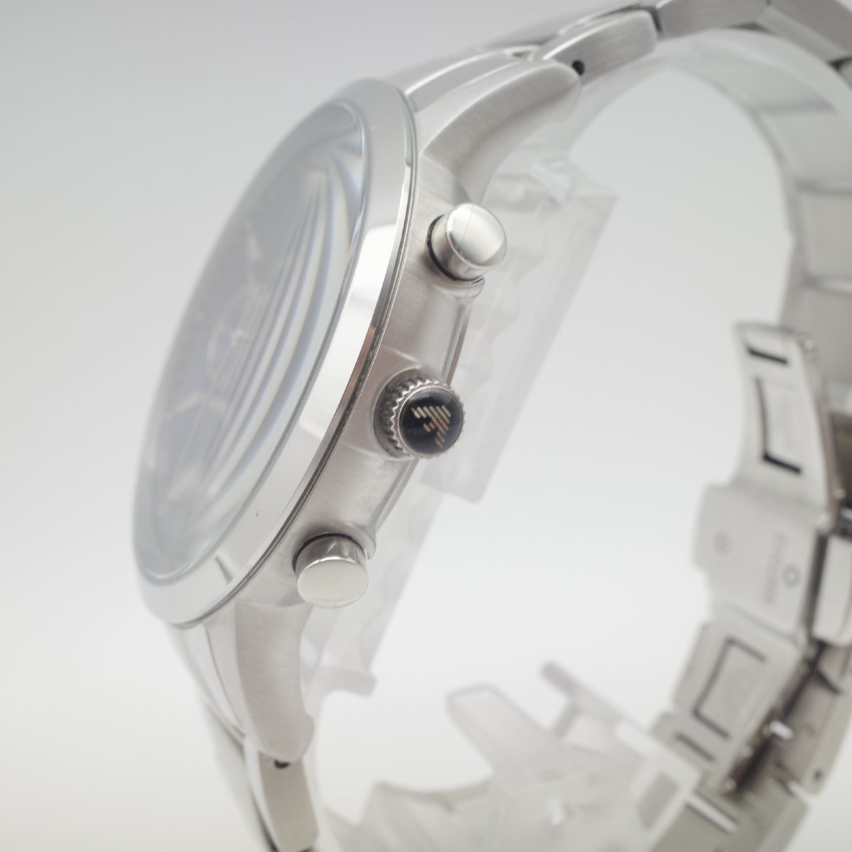 0203〇/エンポリオアルマーニ 腕時計 AR2448 アナログ クオーツ式 クロノグラフ 50m防水 メンズ シルバー_画像3
