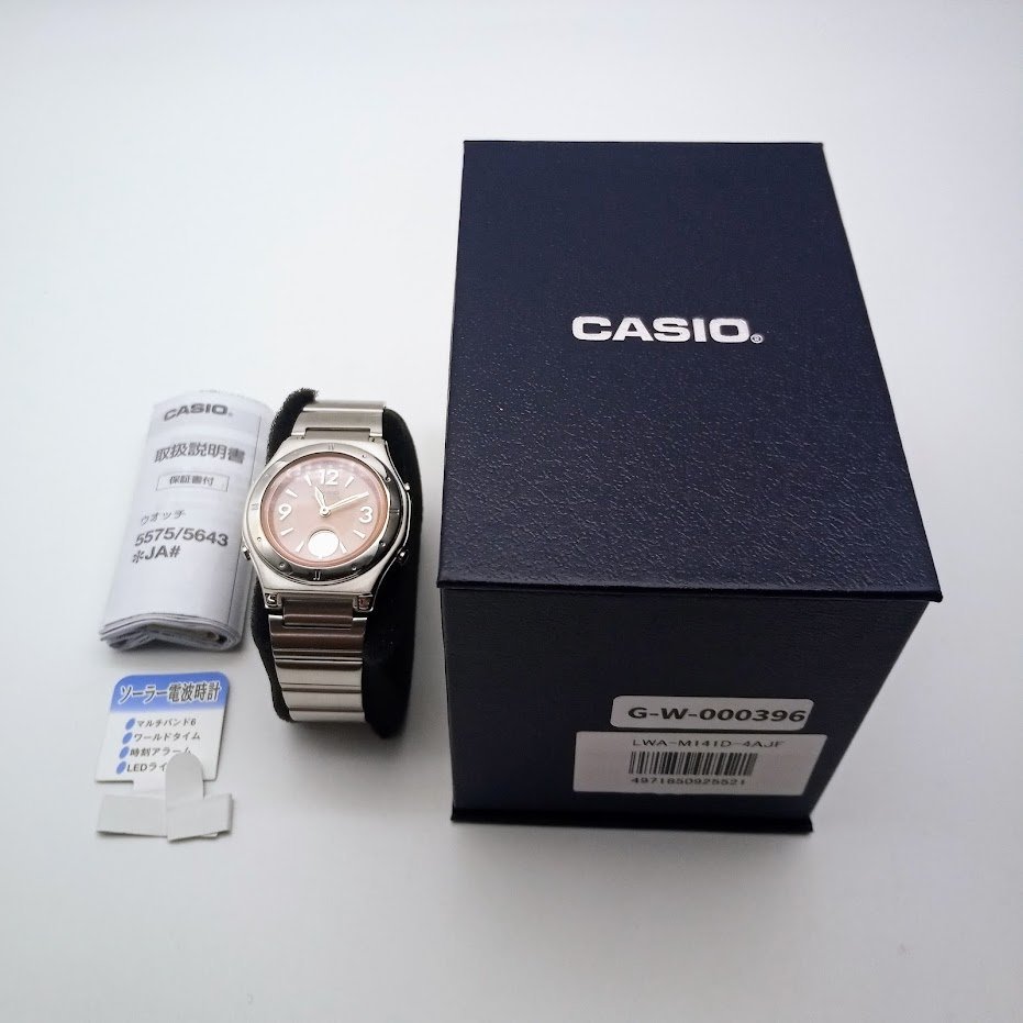 0286★【1円開始】CASIO/カシオ 腕時計 WAVE CEPTOR LWA-M141D-4AJF 電波ソーラー ワールドタイム ストップウオッチ レディース ピンク_箱/外箱に汚れ・擦れ等が見られます。