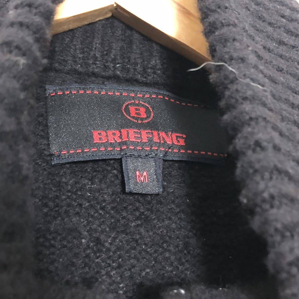 1円【美品/大人の勝負服】BRIEFING ブリーフィング ウィンドブロックニットブルゾン Mサイズ メンズ 黒 ケーブルニット 撥水 袖パッチ付_画像8