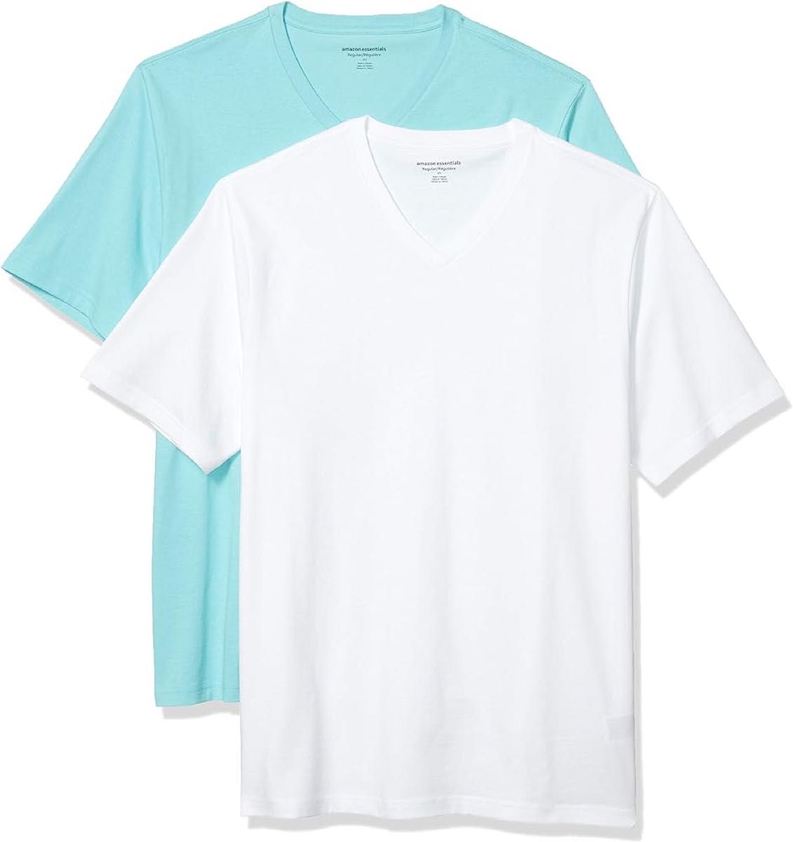 [Amazon Essentials] 2枚組 Tシャツ Vネック レギュラーフィット 半袖 メンズ