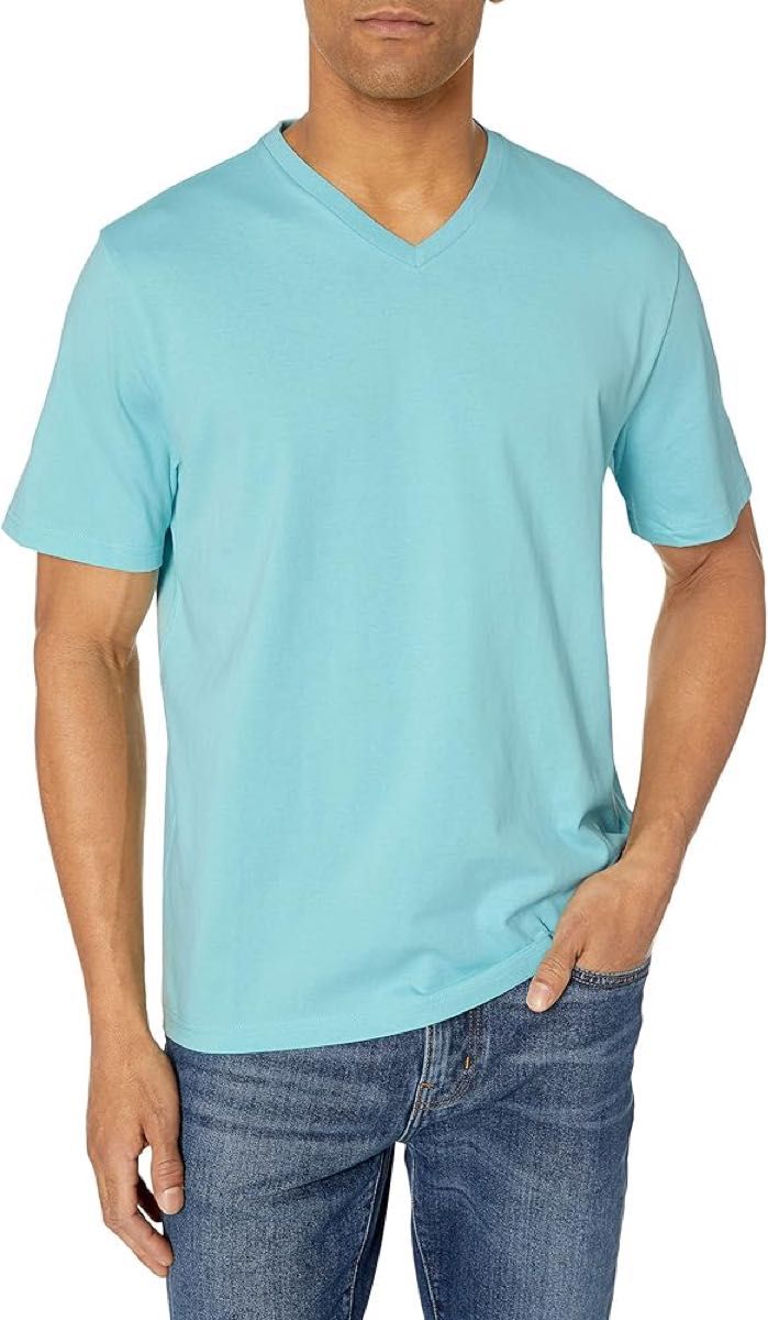 [Amazon Essentials] 2枚組 Tシャツ Vネック レギュラーフィット 半袖 メンズ