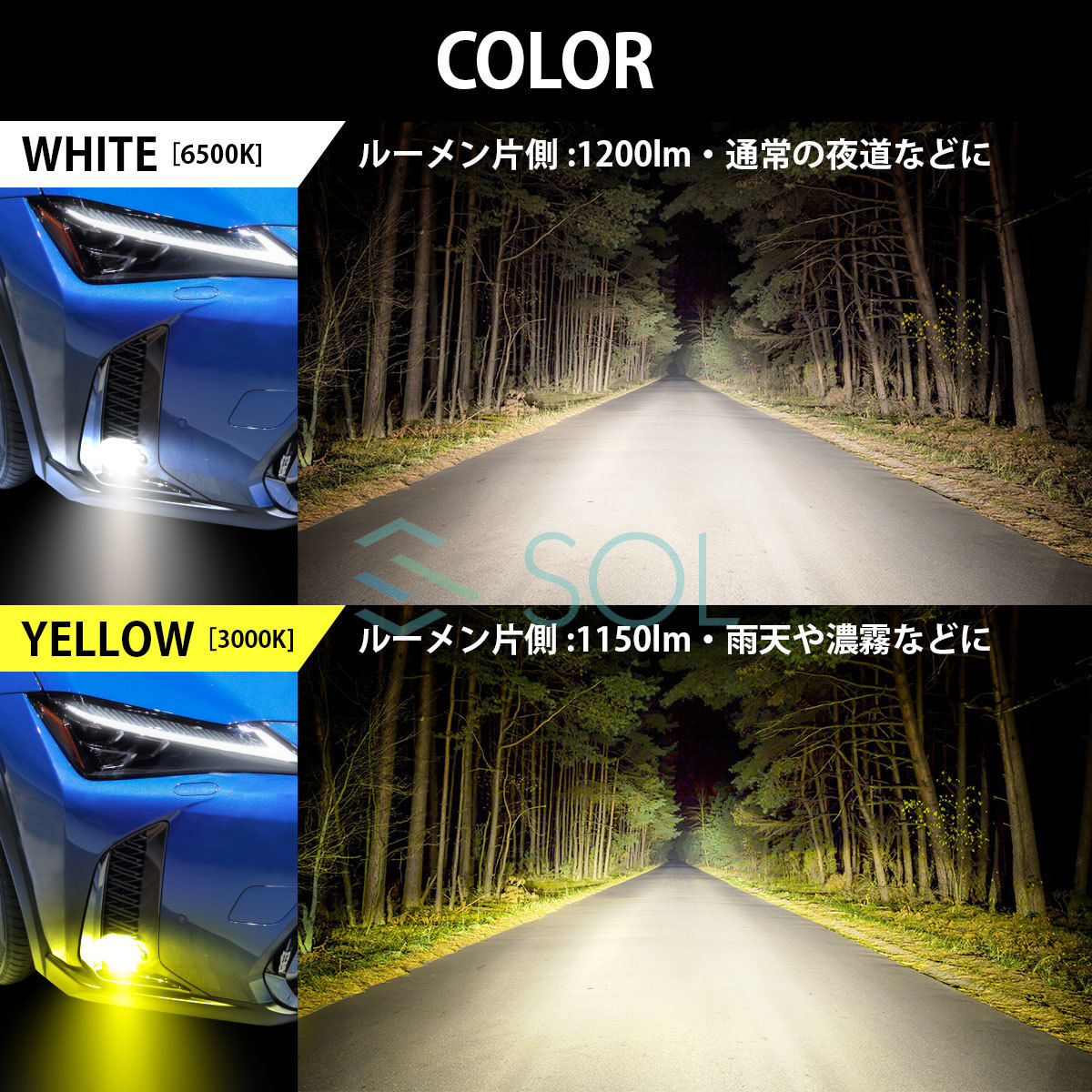 ダイハツ タントカスタムX LA650S LA660S 純正新型LEDフォグランプ専用 2色切り替え バイカラーLEDフォグランプ ホワイト イエロー_画像4