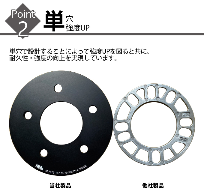 100 4H 3mm ホイールスペーサー AL7075-T6 MAQs アルミ スチール ホイール 単穴 2枚 マックス 軽自動車などに_画像5