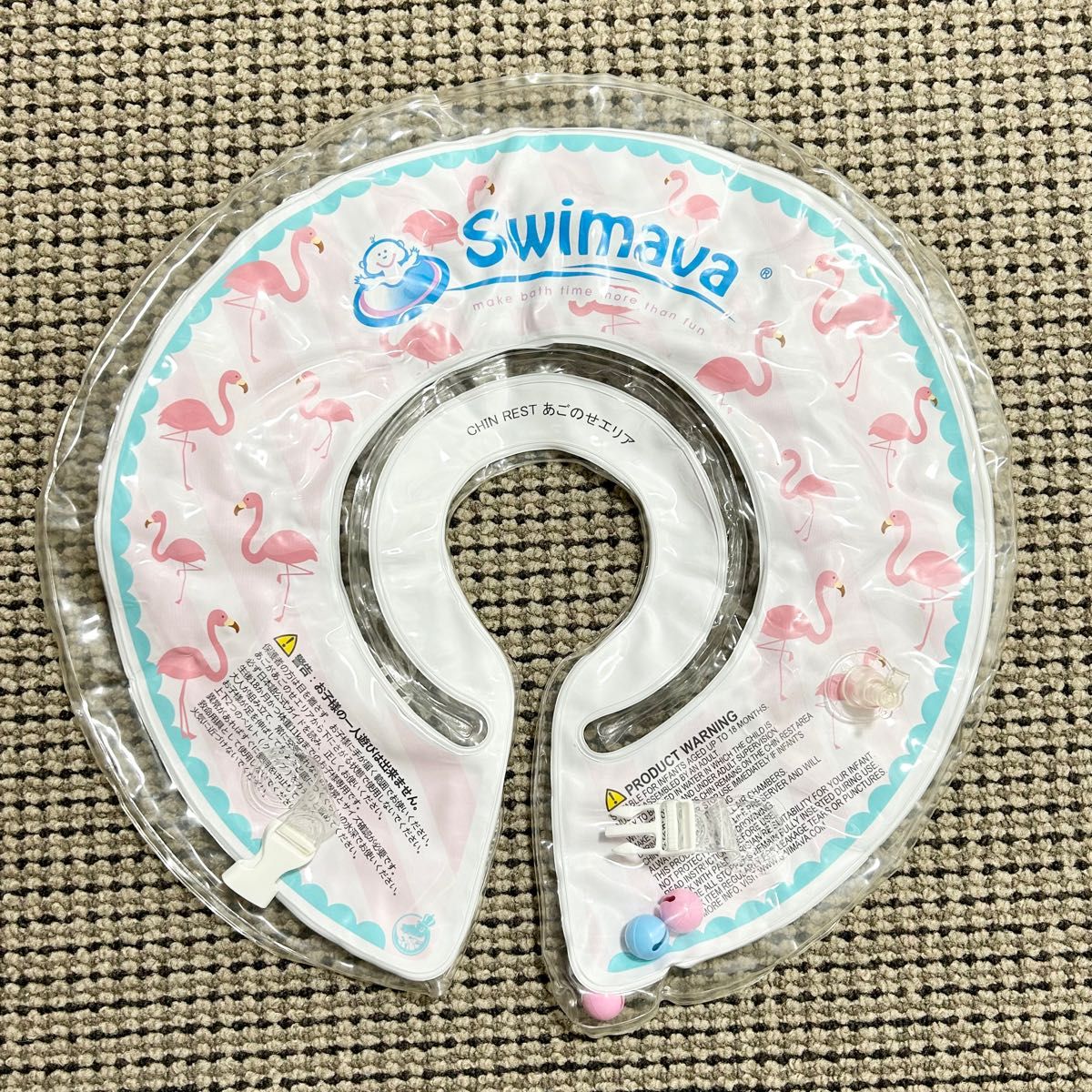 【レギュラーサイズ】Swimava スイマーバ 首リング フラミンゴ柄（空気入れ、説明書付き）