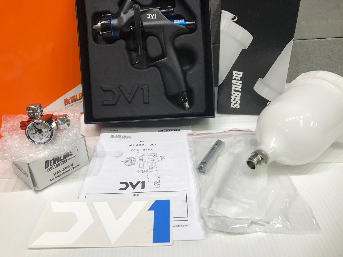 A-g308[ unused goods ] De Ville screw spray gun set DV1-U-000-13-B+ black DV1-B+ base for gravity type calibre 1.3mm DEVILBISS