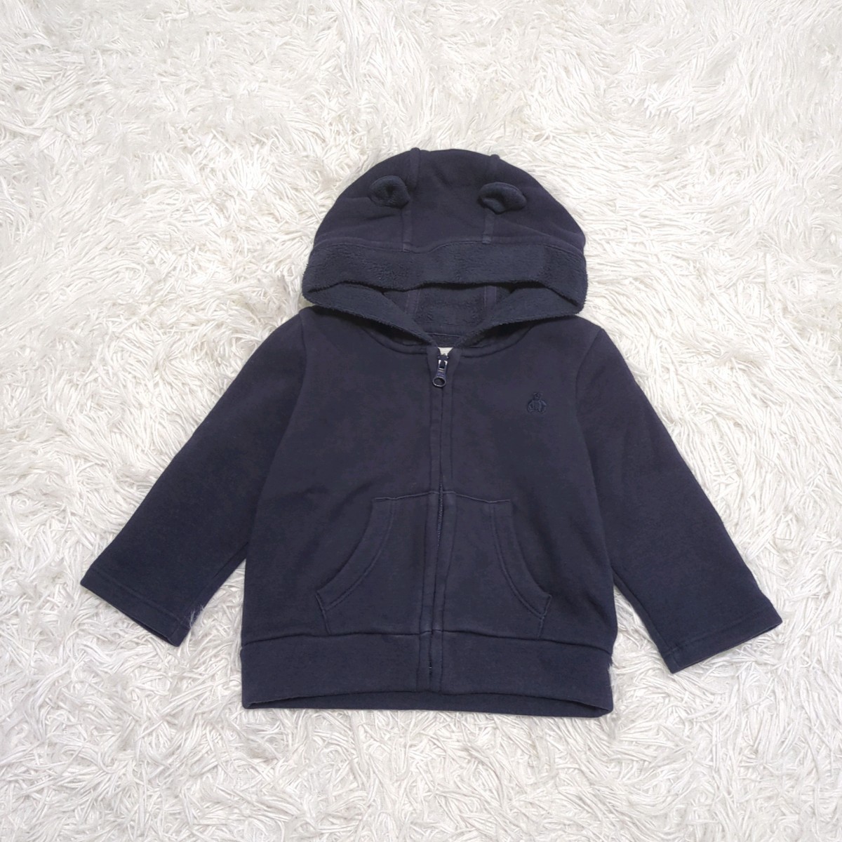 【送料無料】babygap　ベビーギャップ　長袖　パーカー　上着　70cm　6-12month　くま　ネイビー　ベビー　子供服_画像1