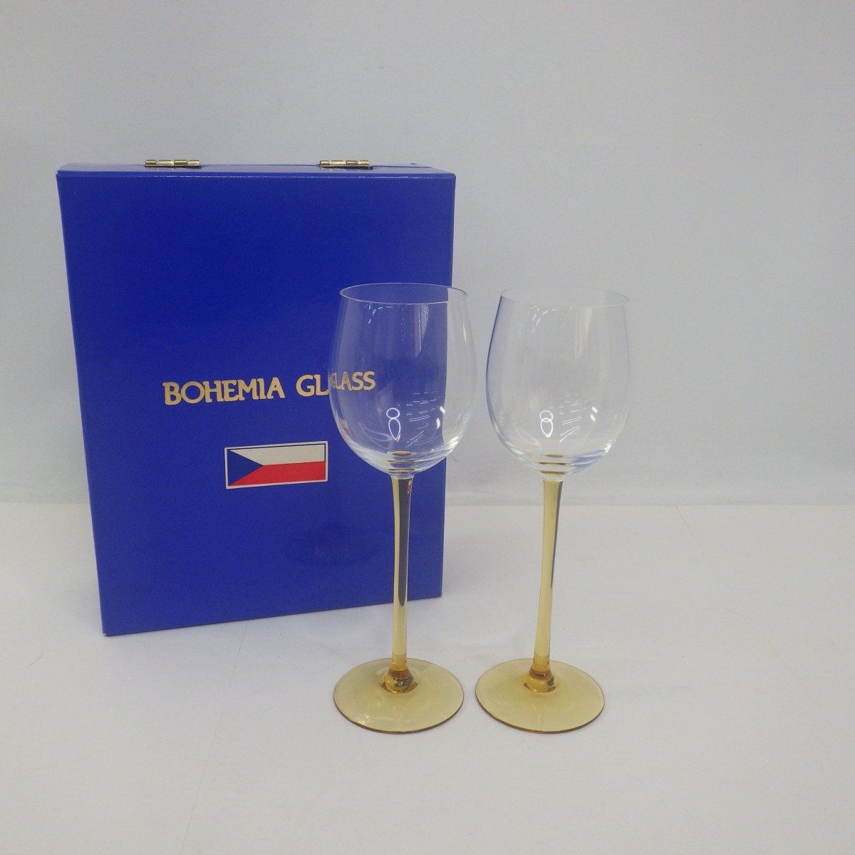 ボヘミアングラス 2客セット/ワイングラス/チェコスロバキア製 CZECHOSLOVAKIA/BOHEMIA GLASS 60の画像2