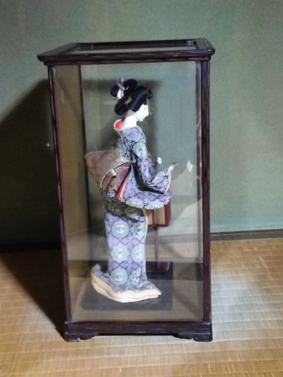 日本人形 舞踊人形 ガラスケース 行灯 昭和レトロの画像3