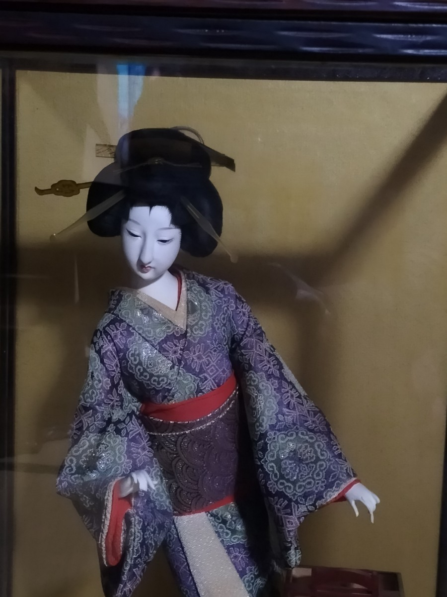 日本人形 舞踊人形 ガラスケース 行灯 昭和レトロの画像4