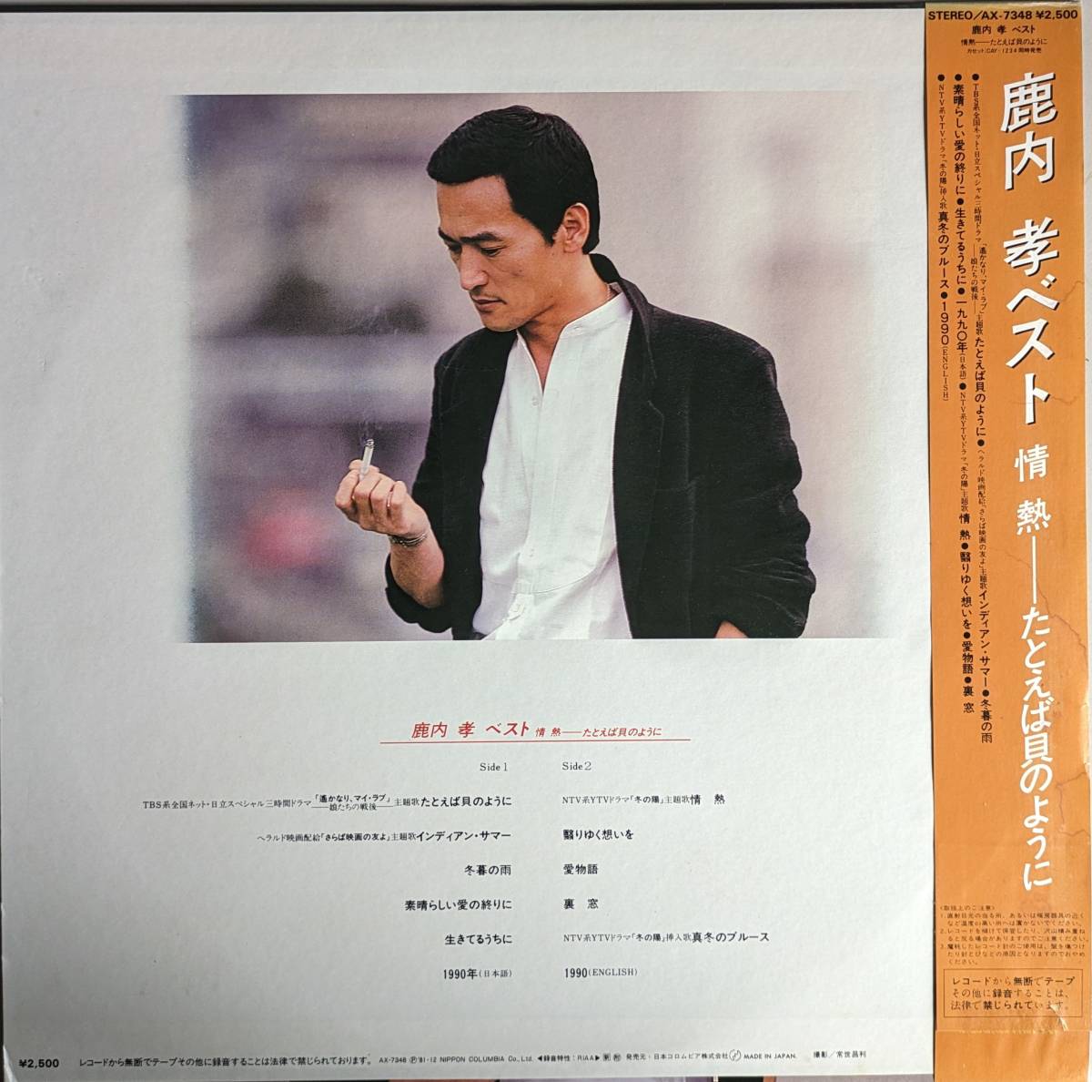 美盤・帯付き　鹿内孝　LPレコード「鹿内孝 ベスト」_画像2