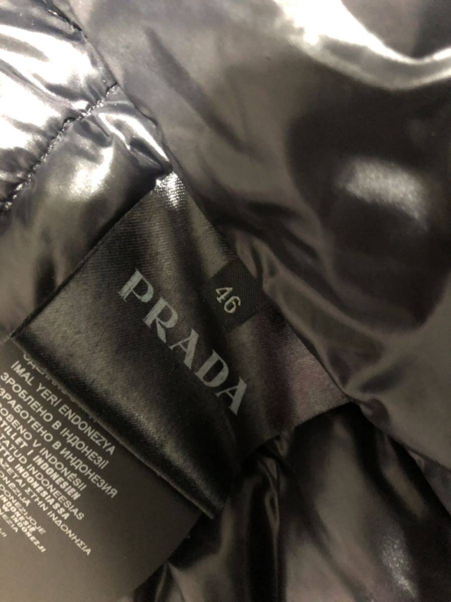 未使用に近い PRADA(プラダ) ダウンベスト 46 SGB628 ネイビー ジレ ベスト ダウンジャケット トライアングルロゴ 三角プレート