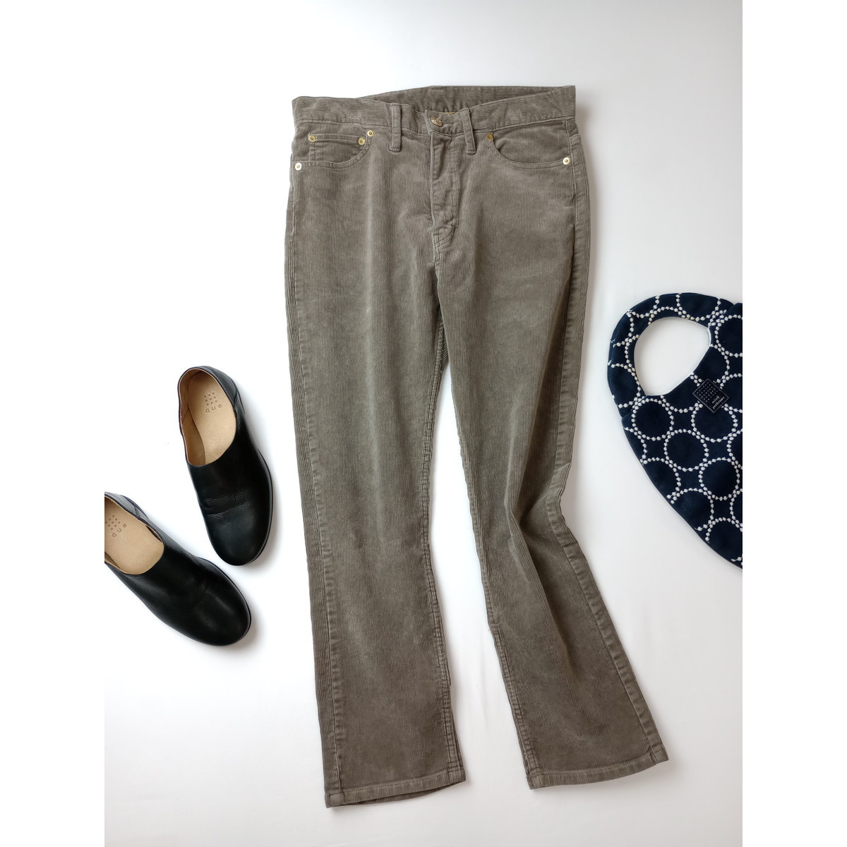 信頼】 Deuxieme 36 グレージュ パンツ スリム コーデュロイ クラス
