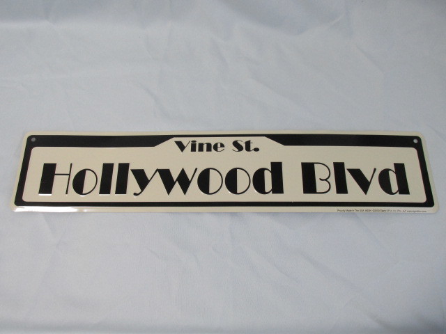 《激レア・50’ｓコレクション》アメリカ　Hollywood Blvd　サインボード　ブリキ看板　USA製　壁掛けパネル　インテリア　ビンテージ_画像1