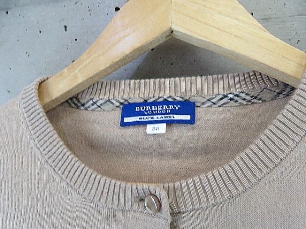 018c21◆良品です◆BURBERRY BLUELABEL バーバリーブルーレーベル 裏地ノバチェック コットンニット カーディガン 38/セーター/シャツ_画像7