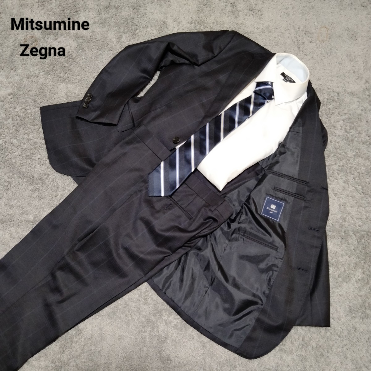 ミツミネ Mitsumine セットアップ スーツ ネイビー チェック 美品