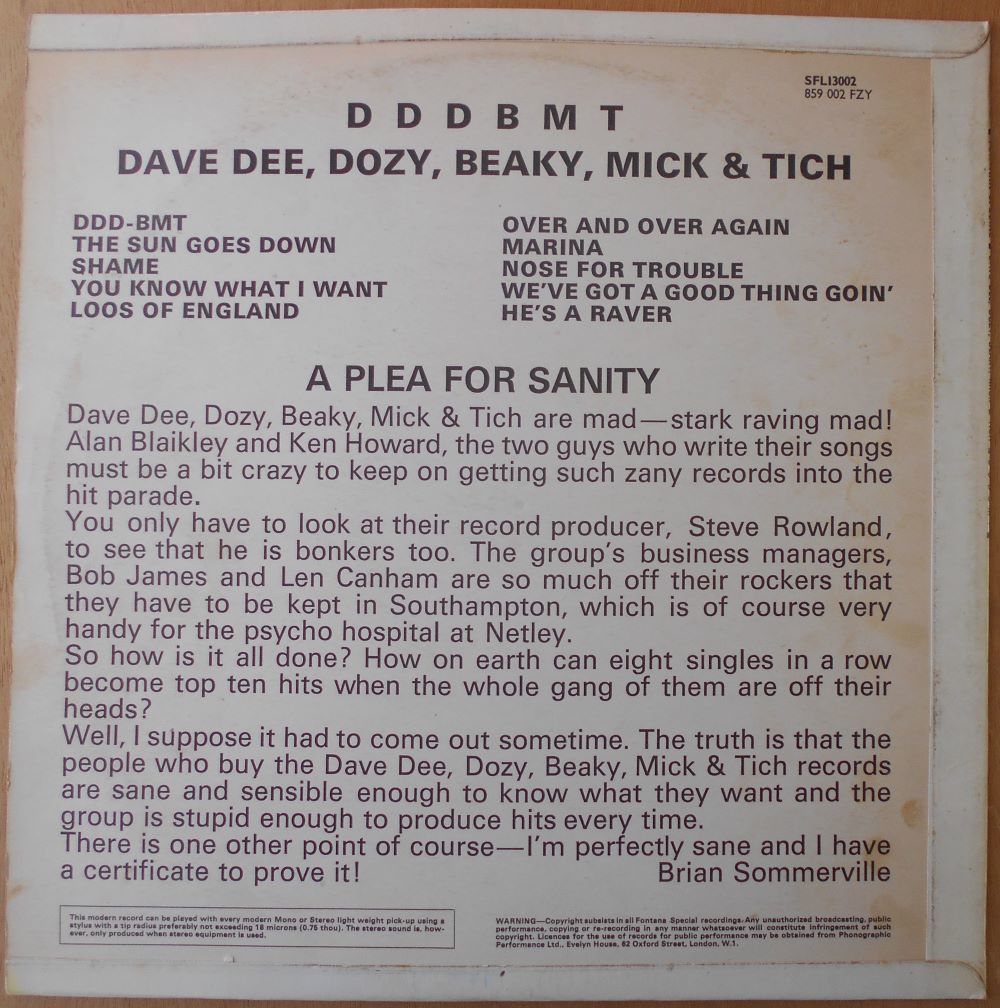 ■中古品■Dave Dee Dozy Beaky Mick & Tich デイヴ・ディー・グループ/DDDBMT(USED LP)_画像2