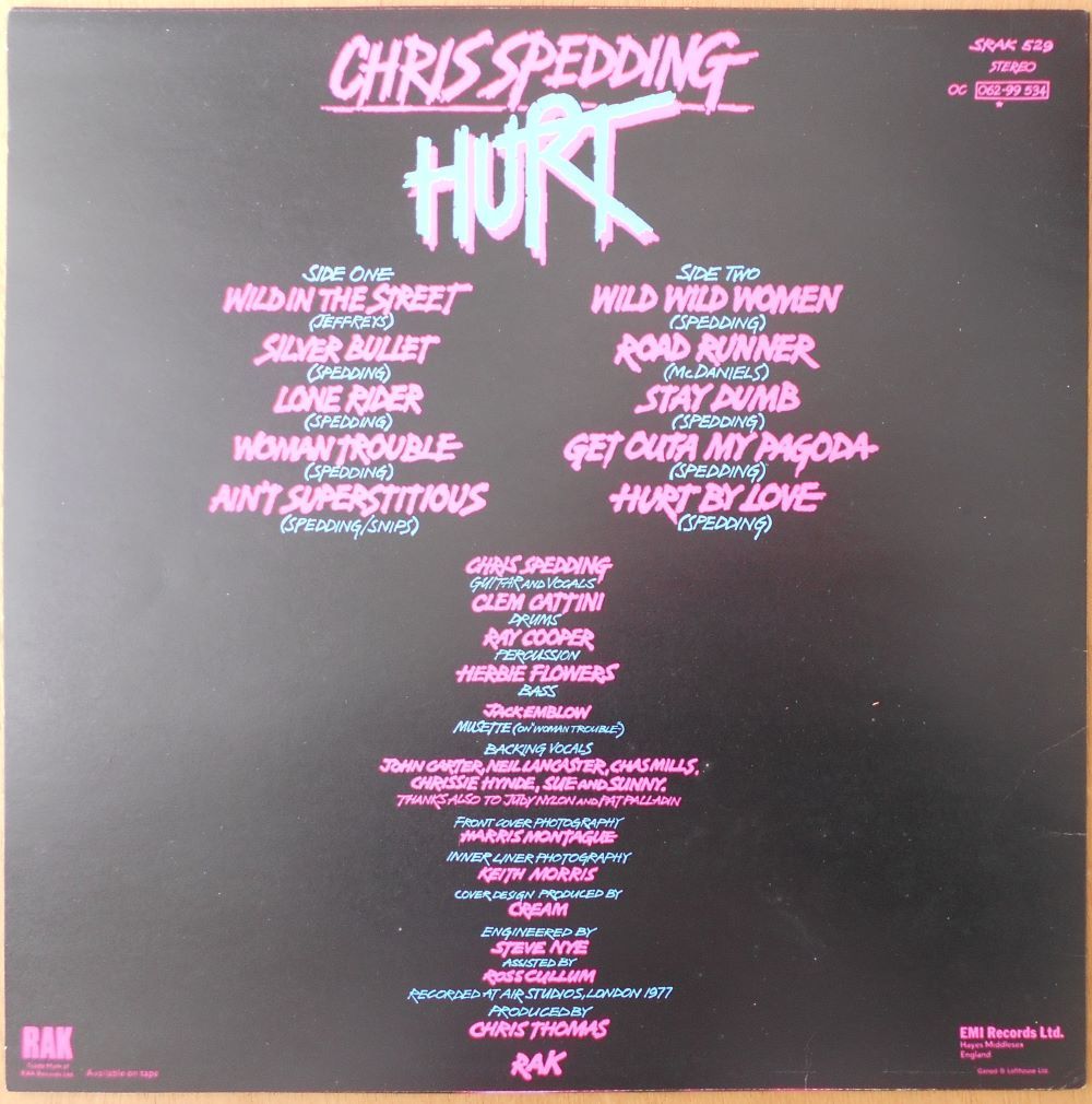 ■中古品■Chris Spedding クリス・スペディング/hurt(USED LP)_画像2