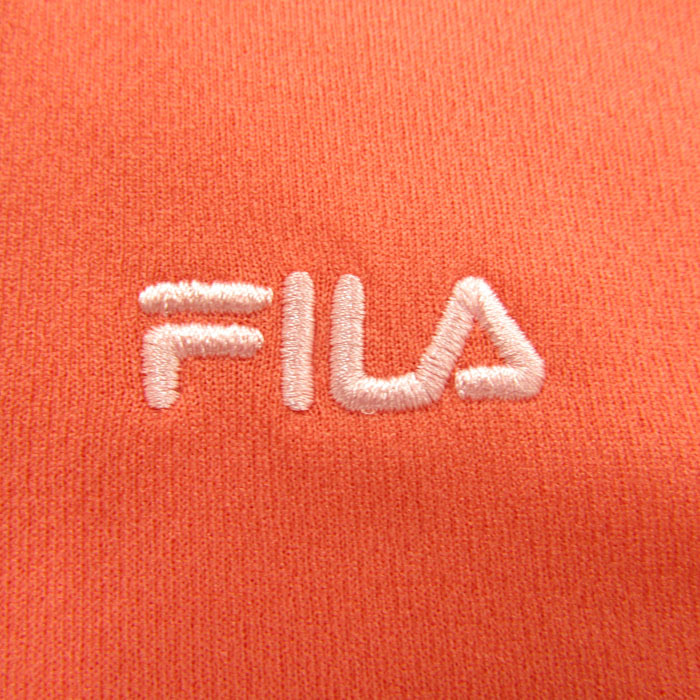 フィラ 半袖ポロシャツ ハイネック ハーフジップ ゴルフウエア レディース Lサイズ オレンジ FILAの画像4