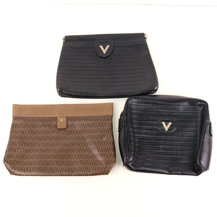  Mario * Valentino clutch bag pouch 3 point set V Logo brand bag together lady's MARIO VALENTINO