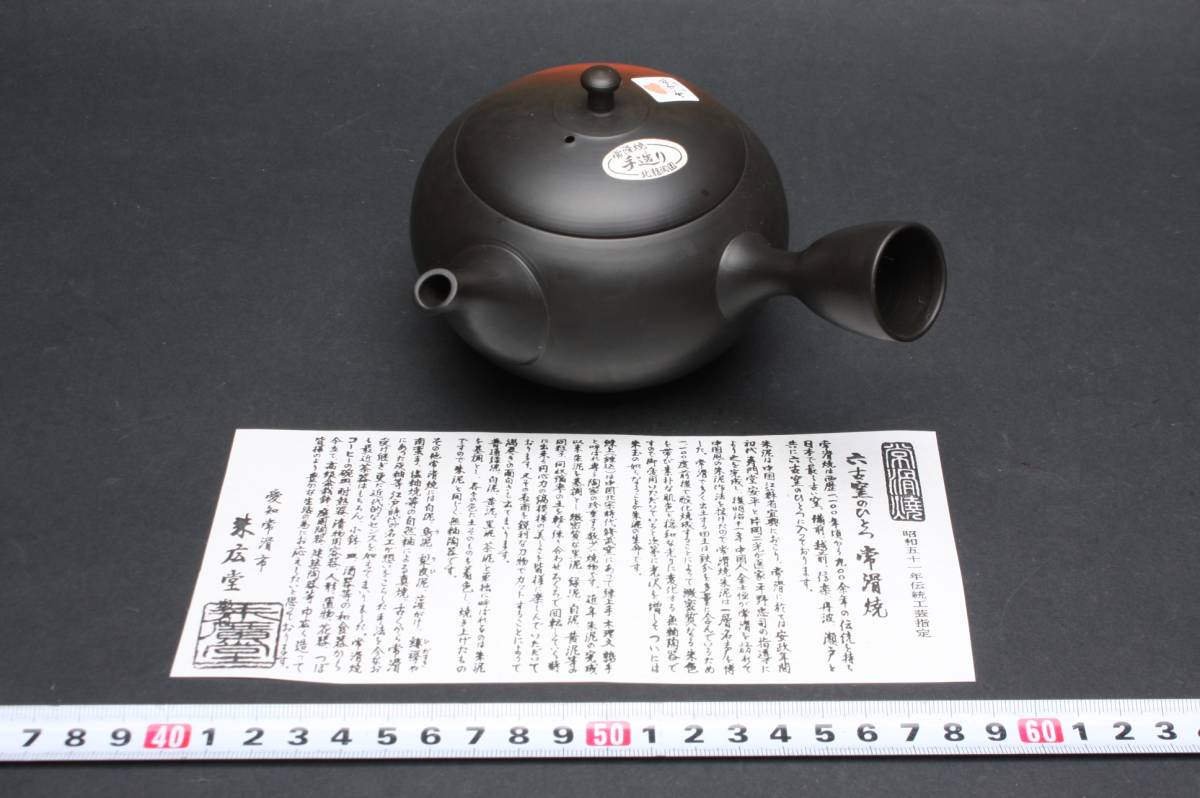 5087 新品 未使用 常滑焼 北龍 急須 茶注 煎茶道具 窯変釉 還元釉 朱泥窯変 横手急須 しおり付き