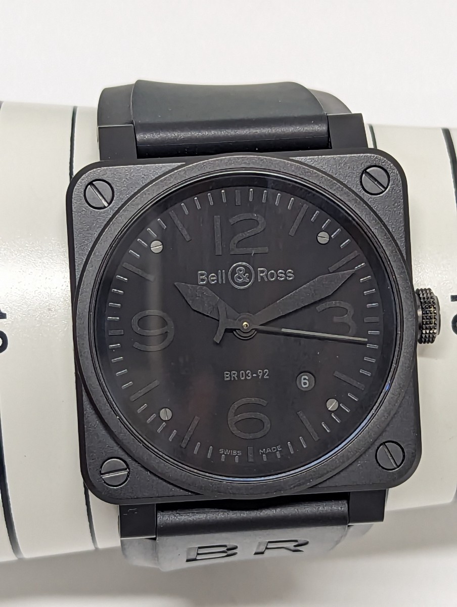 【稼動品】Bell＆Ross ベル＆ロス BR 03-92 自動巻き メンズ腕時計 ラバーベルト セラミック メンズ ブラック